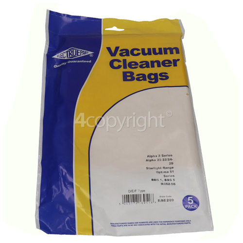 D/E/F Dust Bag (Pack Of 5) - BAG269