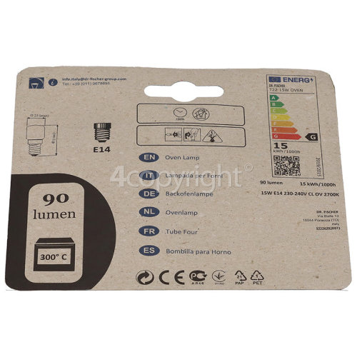 ACB1530 Universal 15W Oven Lamp SES/E14