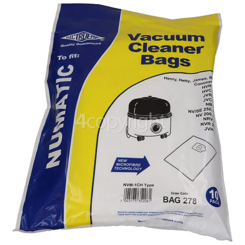 Numatic Compatible NVM-1CH Filter-Flo Synthetic Dust Bags (Pack Of 10) - BAG278