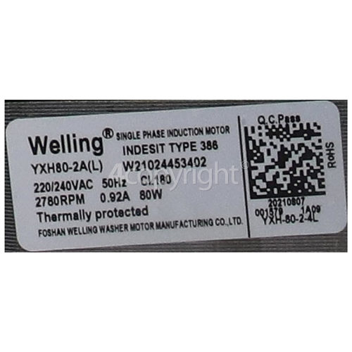 Creda T/D Motor : Welling Type 386 YXH80-2A(L) : Motor & Cradle & Capacitor