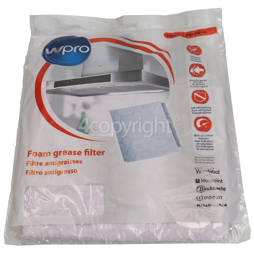 Wpro UGF005 Cooker Hood Foam Grease Filter ( 970X470mm )