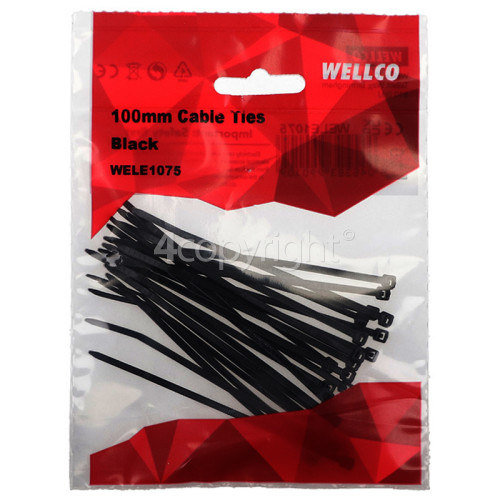 Wellco Pack Of 25 100mm Cable Ties - Black