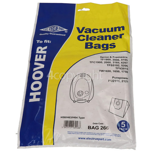 Candy High Quality Compatible Replacement H58/H63/H64 Dust Bag (Pack Of 5) - BAG266