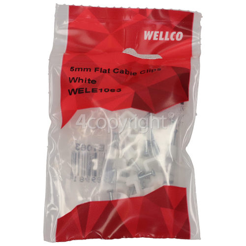 Wellco Pack Of 20 5mm Flat Cable Clips - White