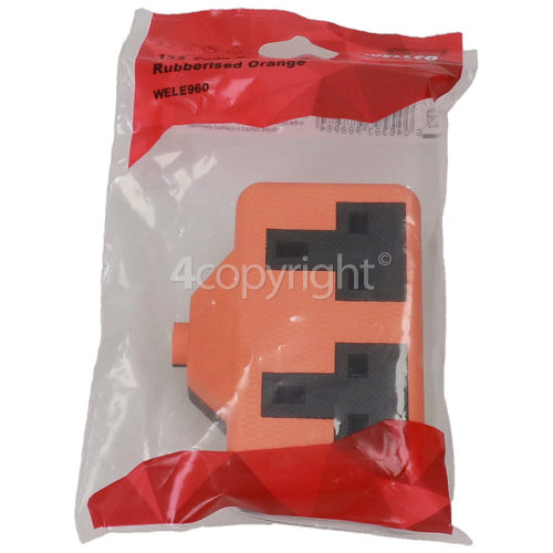 Wellco 13A Twin Trailing Socket Rubberised - Orange