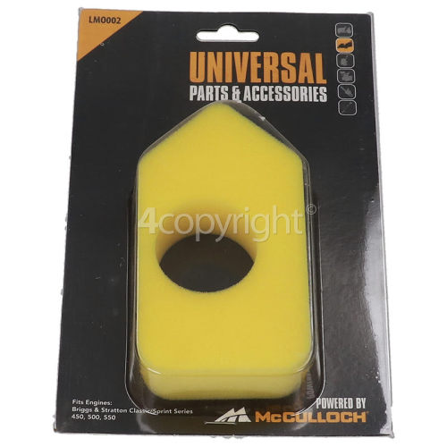 Universal Powered By McCulloch LMO002 Lawnmower Air Filter