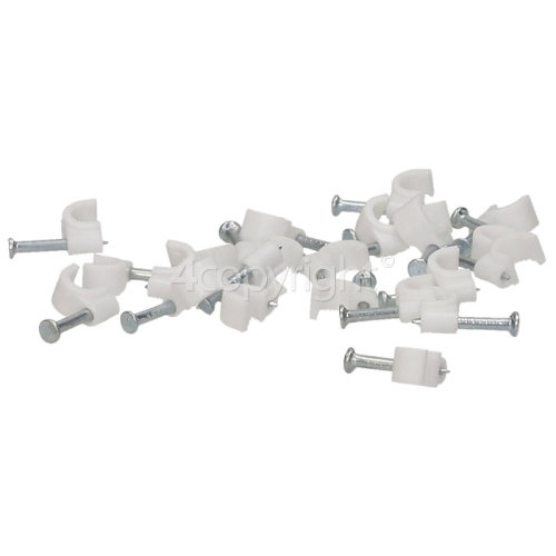 Wellco Pack Of 20 4mm Round Cable Clips - White