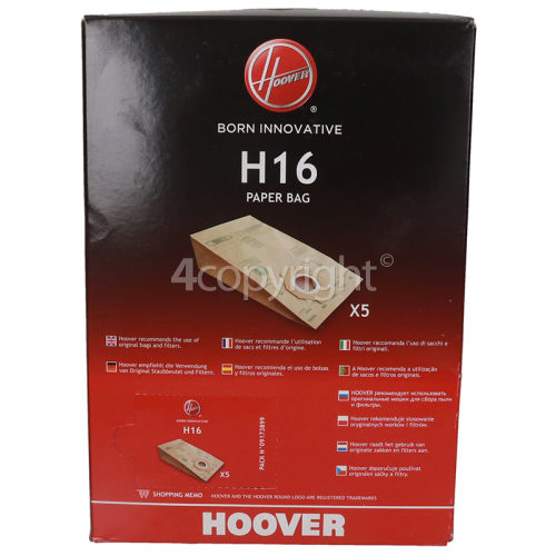 Hoover PL C1810 016 H16 Dust Bag