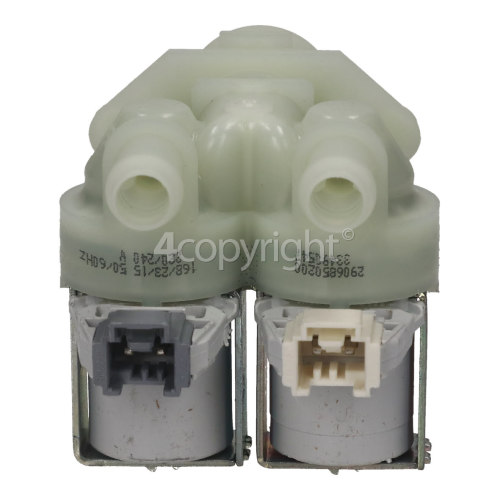 Beko WM6123W Cold Water Double Solenoid Inlet Valve : 180Deg. With 12 Bore Outlets & Protected (push) Connectors