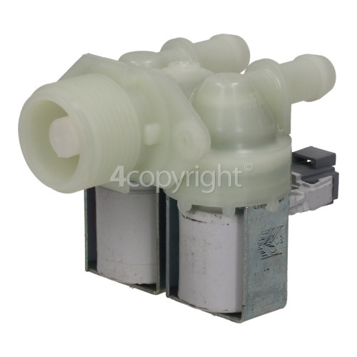 Grundig Cold Water Double Solenoid Inlet Valve : 180Deg. With 12 Bore Outlets & Protected (push) Connectors