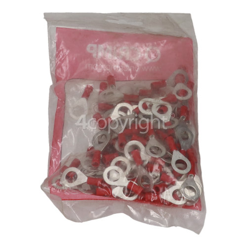 8mm Red Hole Ring Terminal - Pack Of 100