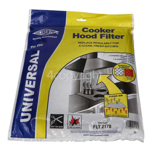 Caple 2MINCHP6 Cooker Hood Grease Paper & Carbon Filter Kit : Grease Filter 1140x470mm / Charcoal Filter 570x470mm ; CUT TO SIZE