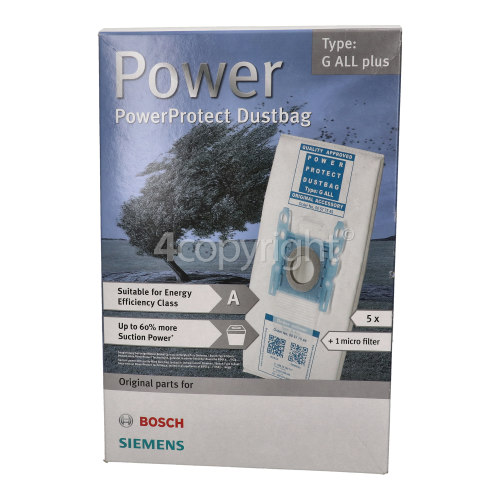 Bosch Neff Siemens PowerProtect Type G All Plus Dust Bag & Filter Set