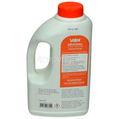 Vax Original Pet Carpet Washing Solution - 1L