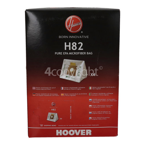 Hoover H82 Pure EPA Microfibre Dust Bag (Pack Of 4)