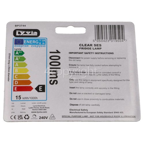 Servis 15W Fridge Lamp SES/E14 240V