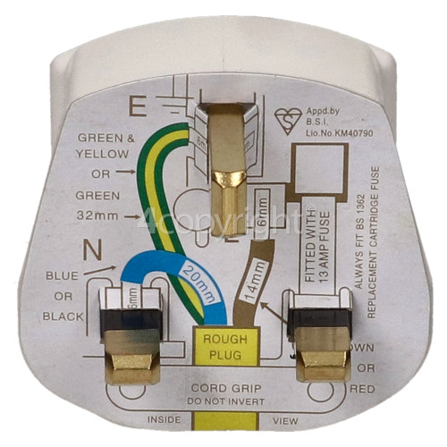 13A 3 Pin White Rubber Plug
