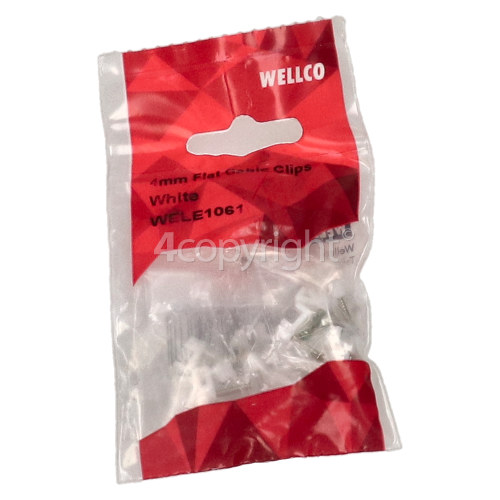 Wellco 4mm Flat Cable Clips - White