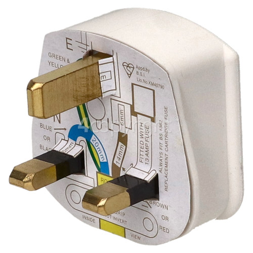 13A 3 Pin White Rubber Plug