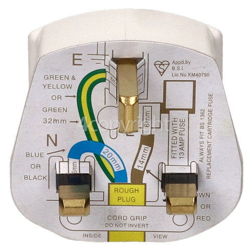 13A 3 Pin White Rubber Plug