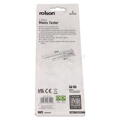 Rolson 2 Piece Mains Insulated Tester : Home / Workshop / Engineer