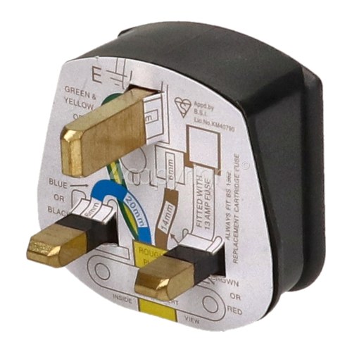 13A 3 Pin Black Rubber Plug