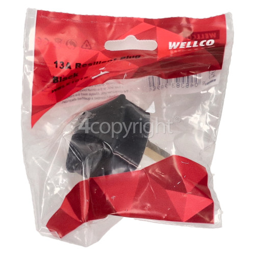 13A 3 Pin Black Rubber Plug