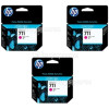 Cartouche D'encre Magenta - 3 Pack X 29ml - CZ135A D´origine 711 Hewlett Packard