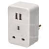 Mercury UK To EU Mains Travel Adaptor With Twin USB