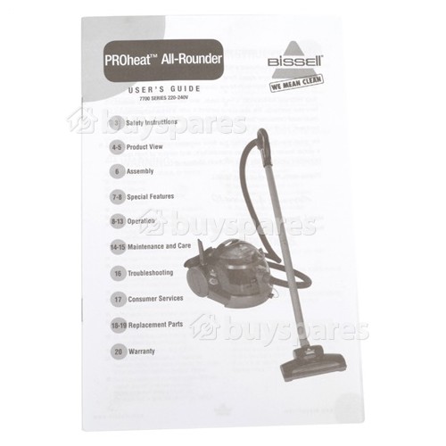 Bissell ProHeat All Rounder 7700E User Guide- New Proheat