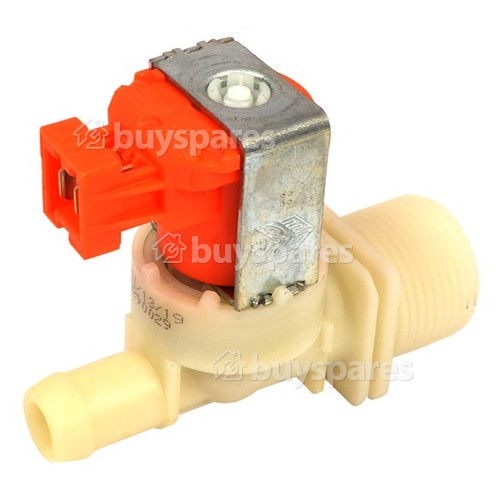 Indesit Cold Water Single Inlet Solenoid Valve : 180deg With Protected Tag Fitting & 14.5 Bore Outlet