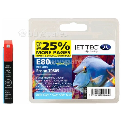 Jettec 5000 Wiederaufbereitete Epson T0805 Tintenpatrone Hellcyan