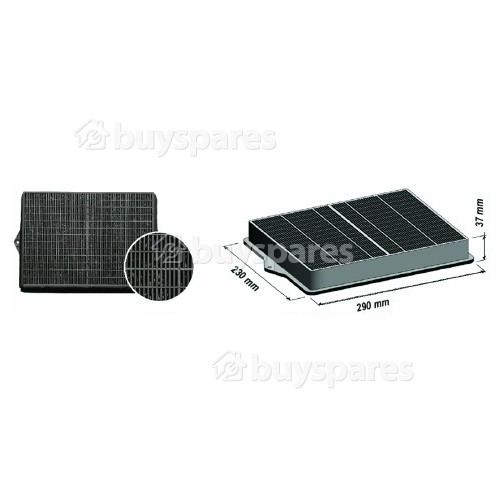 Filtro Al Carbone Della Cappa Aspirante - Tipo 160 - AH056, HTC95, DKF41, CHF160 - 290x230mm X 37mm Di Spessore DDLI 3710-1 IN Wpro