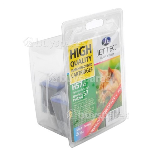 Jettec Remanufactured HP No 57 Colour Ink Cartridge Twin Pack