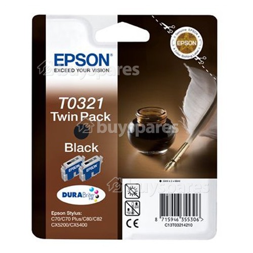 Epson Genuine T0321 Black Ink Cartridge Twin-Pack