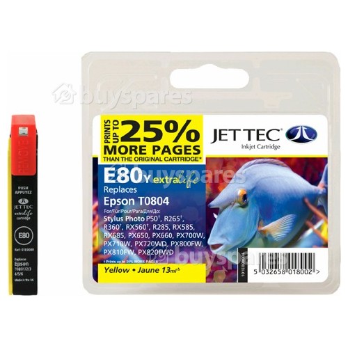 Jettec Remanufactured Epson T0804 Yellow Ink Cartridge