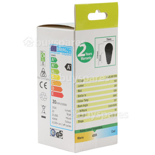 Bombilla LED 20W GLS BC (A70) (luz De Día) LyvEco