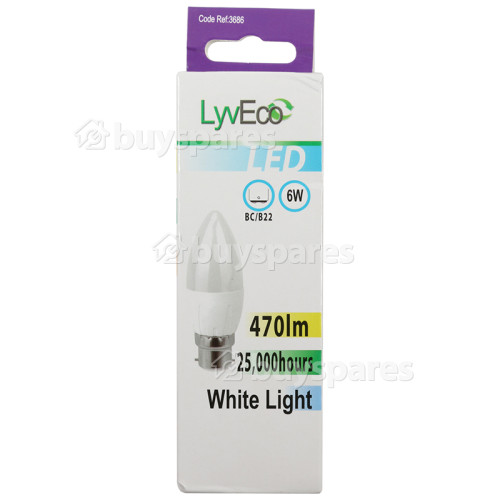 LyvEco 6W BC Kerzenförmige LED Lampe (Tageslicht) - 30W Gleichwertig