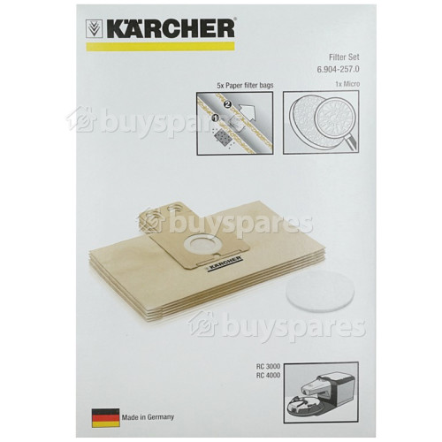 Karcher Paper Dust Bags & Micro Filter (Pack Of 5)