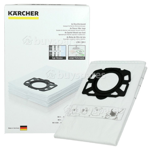 Lot De Sacs À Poussière Molletonnés Pour Aspirateur ( Paquet De 4 ) Karcher