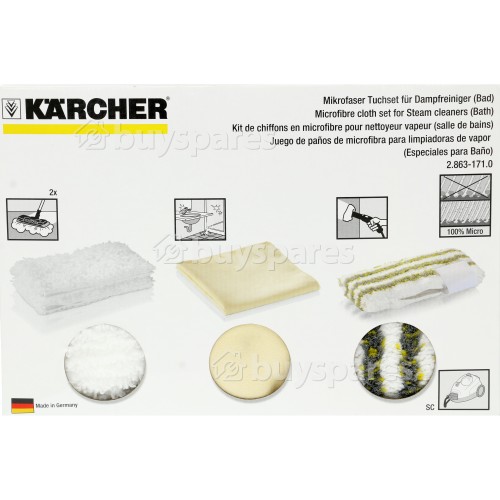 Karcher Microfibre Steam Cleaner Bathroom Cloth Kit BuySpares