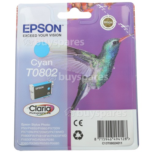 Epson Genuine T0802 Cyan Ink Cartridge