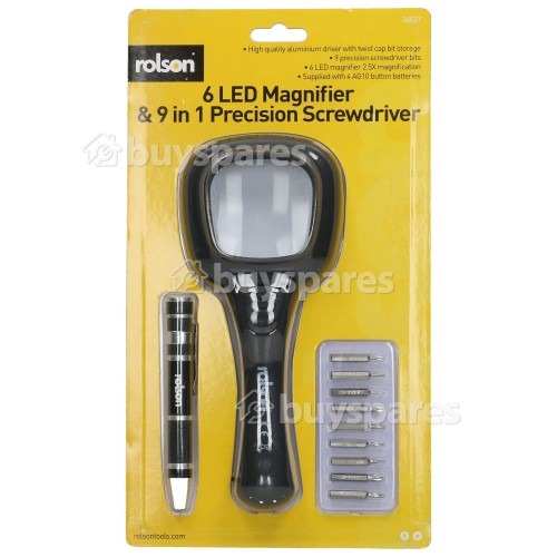 Rolson 6 LED Magnifier & 9-in-1 Precision Screwdriver