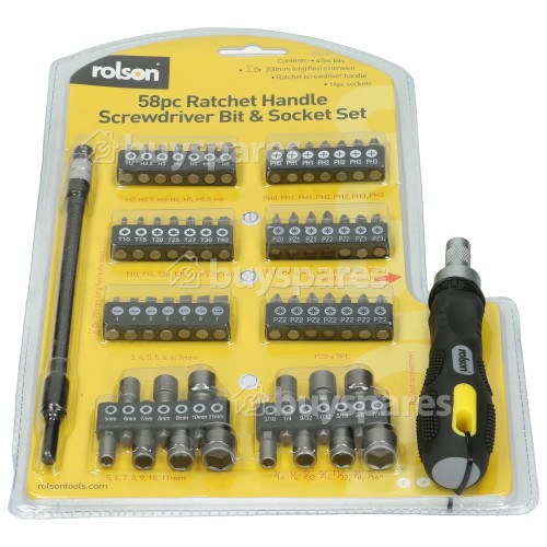 Rolson 28428 Schraubendreher Steck-Bits Mit Ratschengriff, 58 Teile