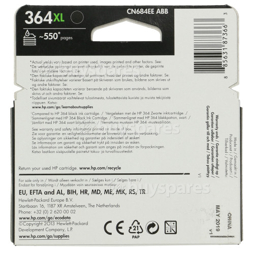 Hewlett Packard Genuine No.364XL High Capacity Black Ink Cartridge (CN684EE)