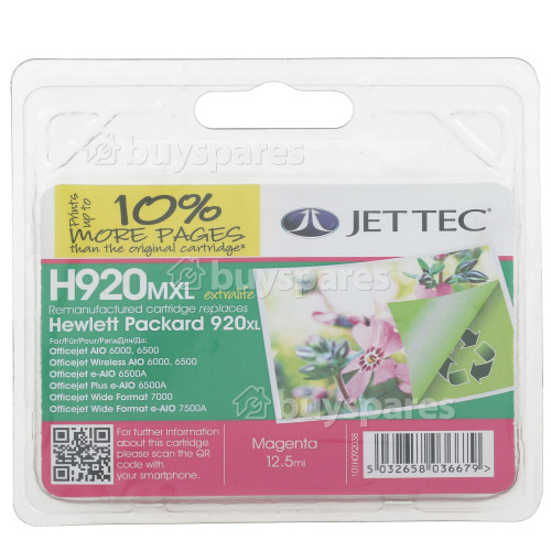 Cartucce D´inchiostro Rigenerate HP 920XL Magenta - (CD973AE) Jettec