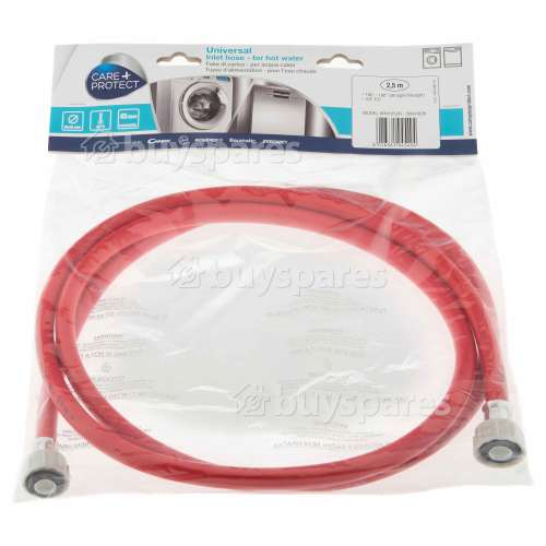 Care+Protect 2.5m Hot Water Inlet Hose Red 10x15mm Diameter