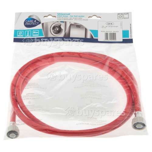 Tuyau Flexible D'arrivée D'eau Chaude Universel (Rouge) - 2,5M- Embouts : Droits Care+Protect