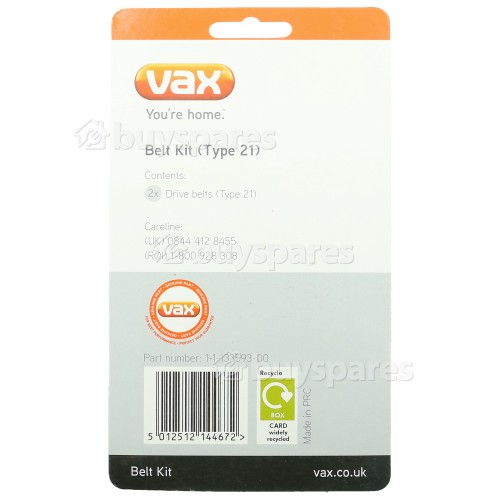 Vax U88-AM-B Belts (Type 21) - Pack Of 2