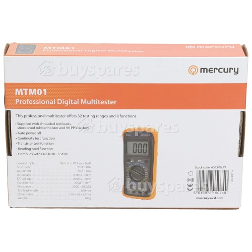 Professional Ac/Dc Digital Multimeter 600V 2MA - 10A Safety Tester PPE